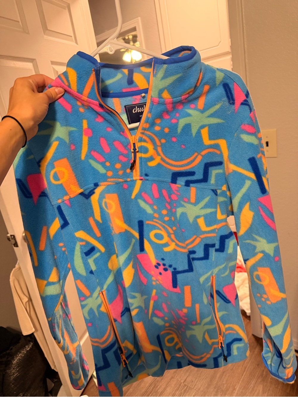 chubbies Bright Blue Abstract Print Quarter-Zip Fleece Pullover